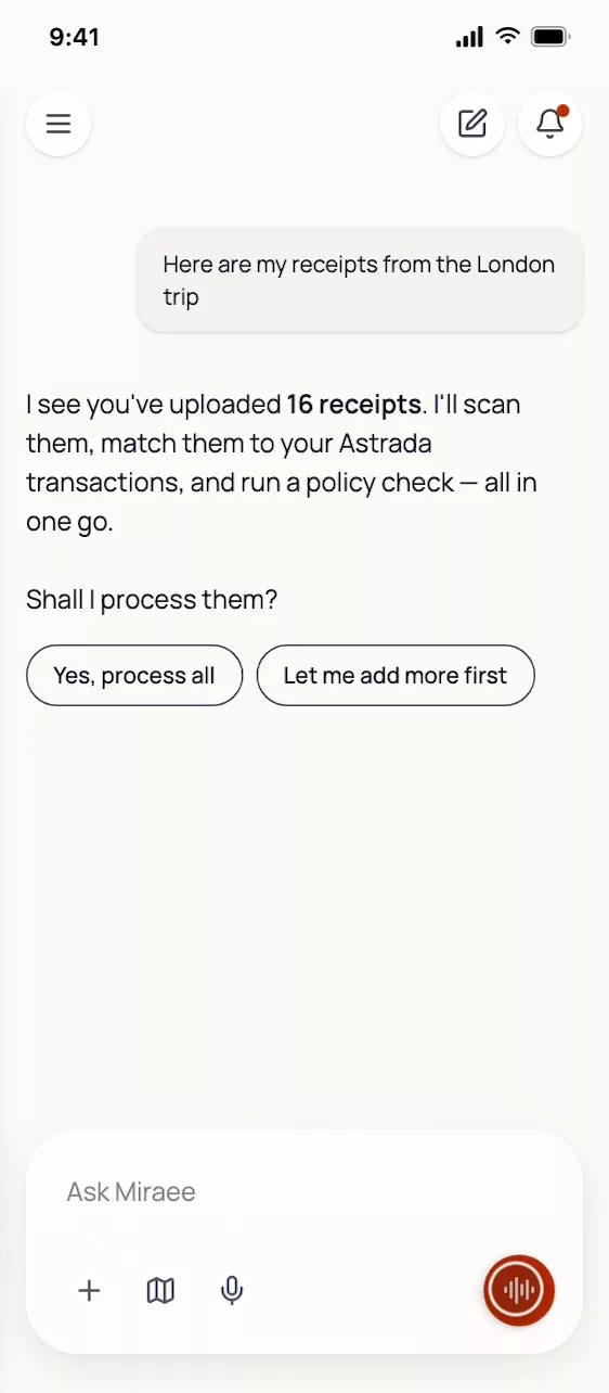 The assistant proposes the whole job: scan, match, policy check, in one go.