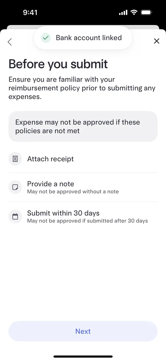 Mercury's Before you submit screen listing the policy rules